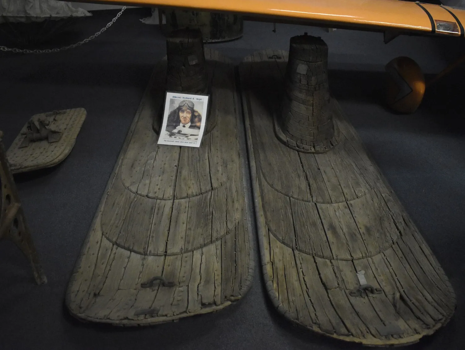 Skis of the plane that Richard E. Byrd used in his 1929 Antarctica expedition.